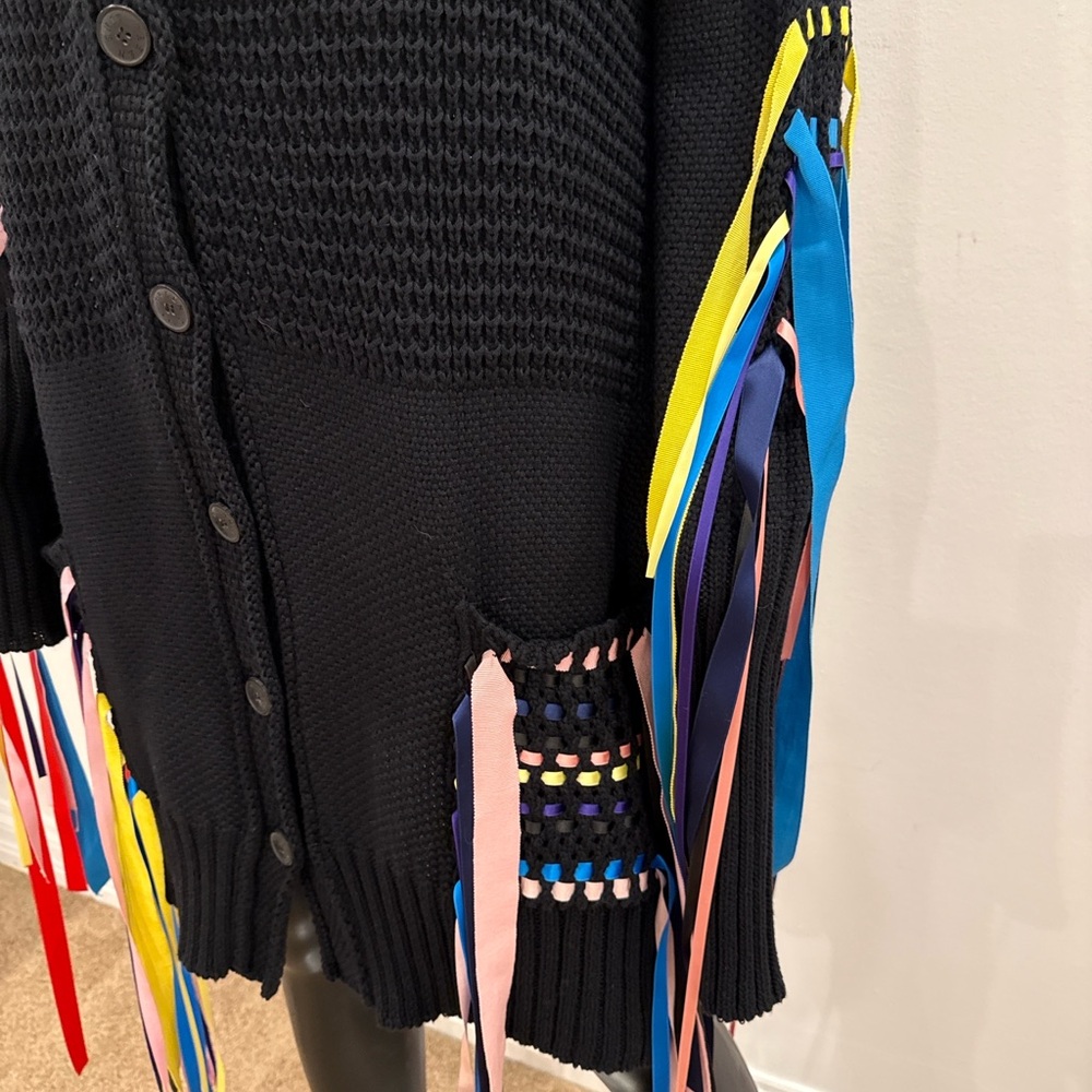 ✨ PREEN LINE by Thornton Bregazzi Fringe Multicolor Ribbon Statement Cardigan S - Picture 5 of 16